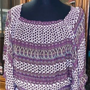 Sundance Silk Paisley Batwing Smocked Top/Tunic Sz XS Fabulous!